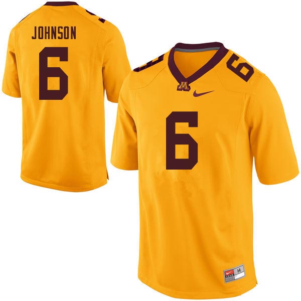 Men #6 Tyler Johnson Minnesota Golden Gophers College Football Jerseys Sale-Gold